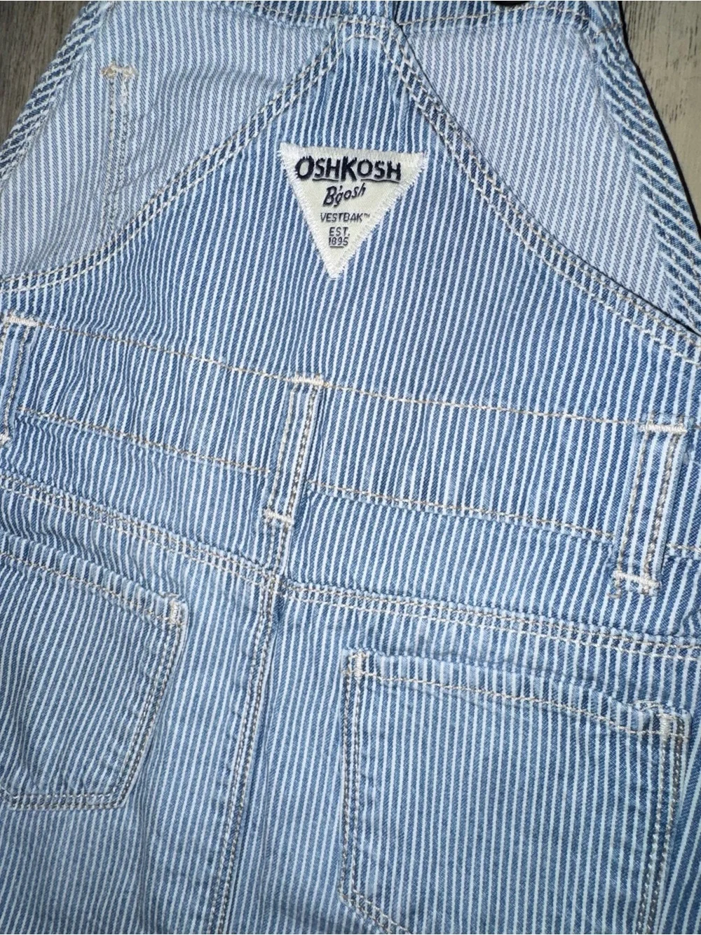 OshKosh B'gosh Light Blue Striped Denim Overall Dress
